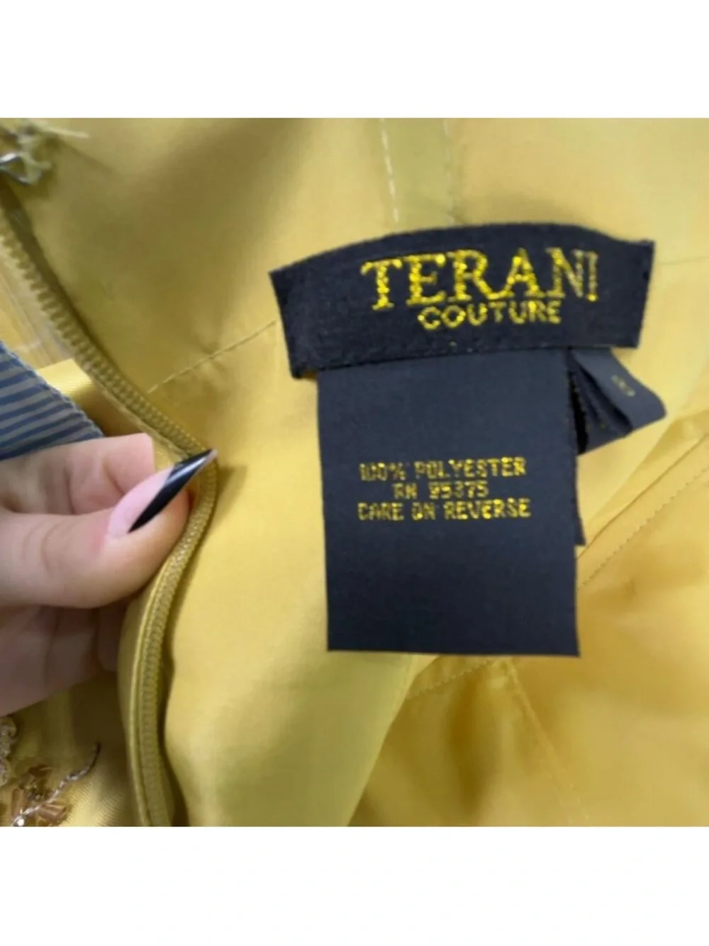 Terani Couture Mustard Yellow Satin Mikaido Mermaid Gown - Picture 5 of 13
